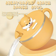 Stainless Steel Instant Noodle Bowl Large Capacity Cartoon Dog Design