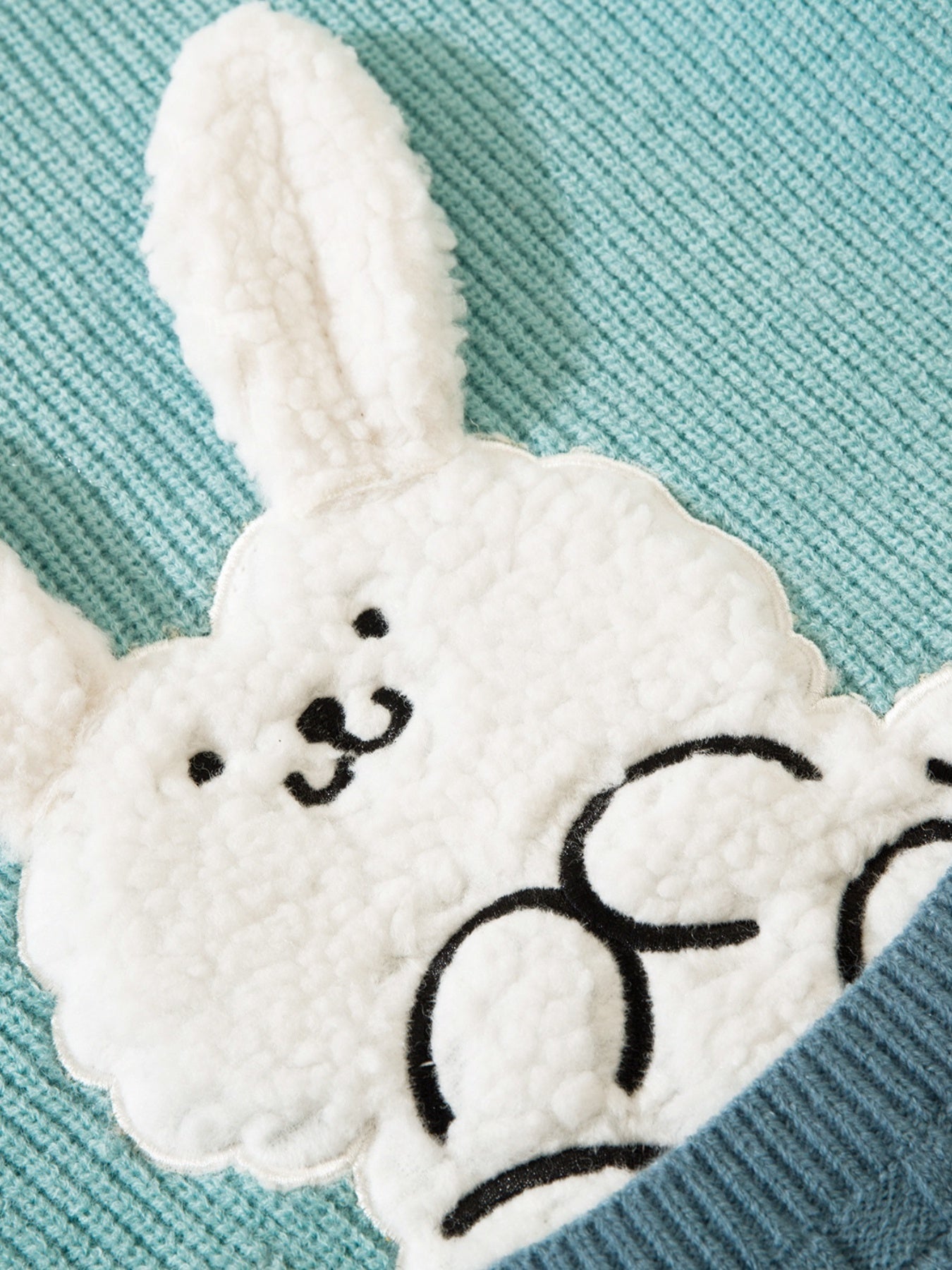 Cartoon Knitted Rabbit Sweater With Pocket