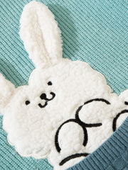 Cartoon Knitted Rabbit Sweater With Pocket