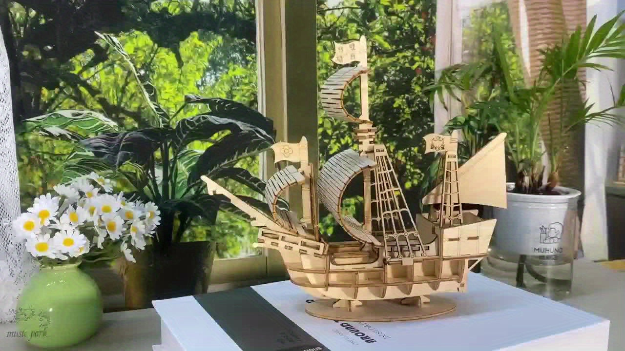 3D Ocean Sailboat Wooden Puzzle Model Kit