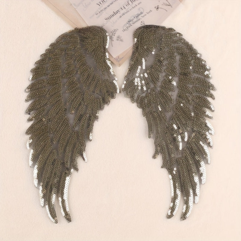 Sequin Wings Iron On Patches Sew On Embroidered Applique Repair Patch DIY Crafts