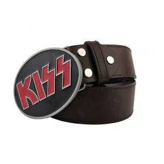 Kiss Metal Belt Buckle with Leather Belt