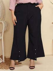 Women's Plus High Rise Flared Pants With Pockets