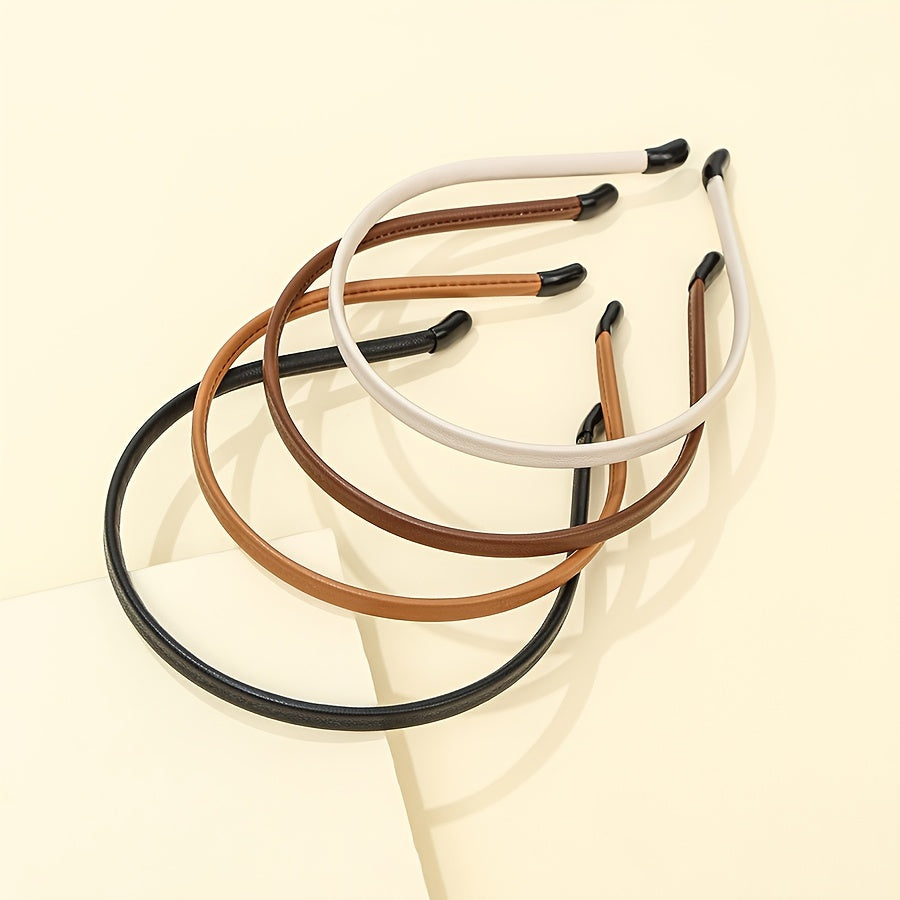 4pcs Leather Covered Headband for Women and Girls