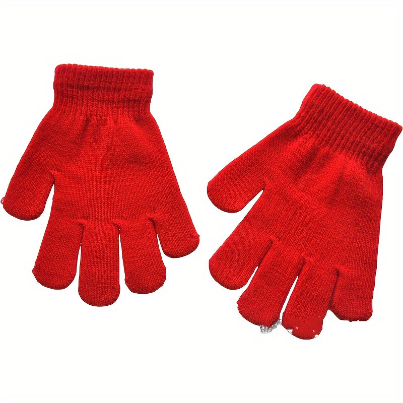 2 Pairs Kids Winter Warm Knitted Gloves - Boys/Girls