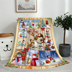 Christmas Snowman Flannel Blanket Lightweight Warm Soft Comfort for Travel Campi