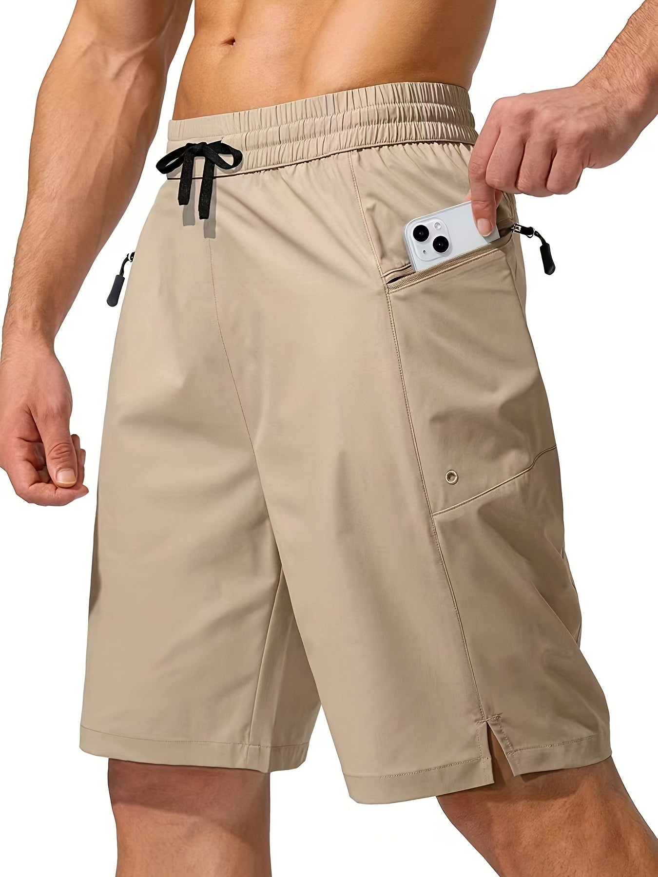 Men's Zip Pocket Swim Trunks Quick Dry UV Protection Beach Shorts