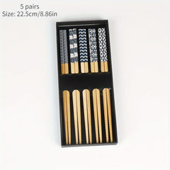 5Pairs Bamboo Chopsticks Set Retro Style Sushi Chopsticks
