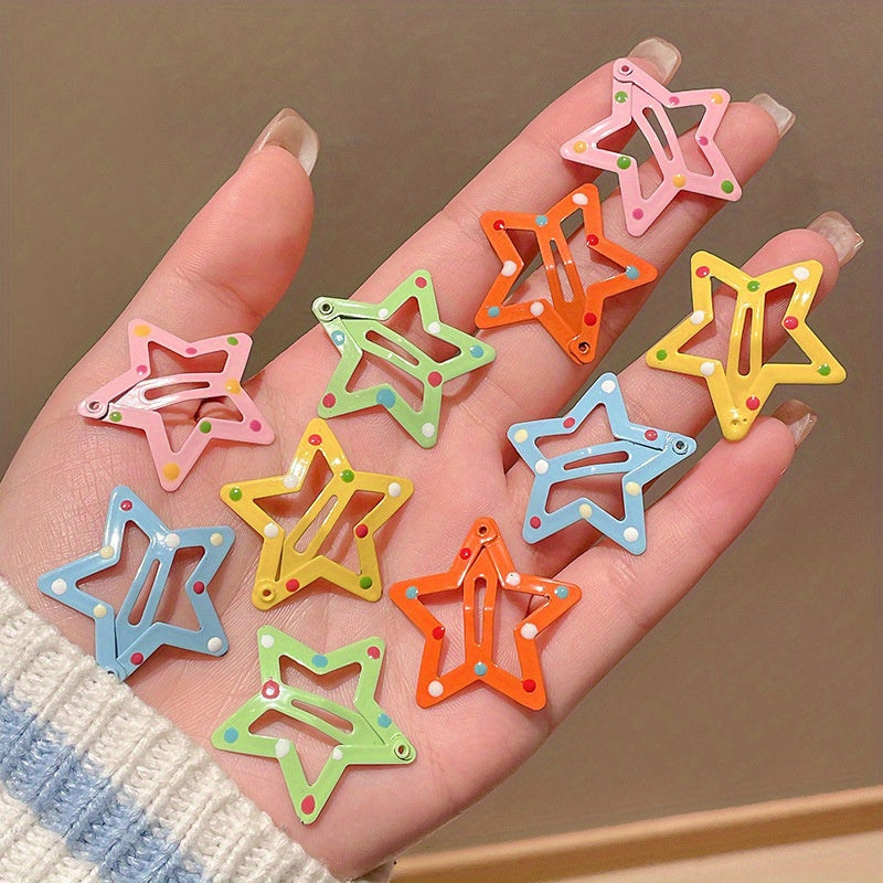 6pcs Y2K Star Hair Clip Snap Clip Hair Barrette Hair Slides Clip For Women Girls