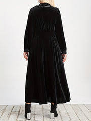  Solid Velvet Long Sleeve Maxi Dress