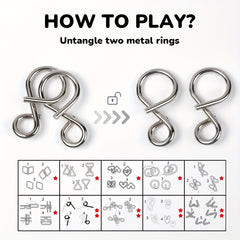 Metal Puzzle Round Brain Teaser Toy Chinese Snake IQ Test Puzzle Buckle