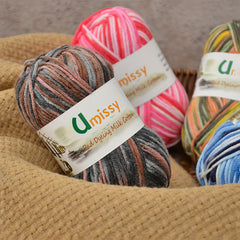 2pcs 50g Melange Yarn & Needles, Fancy Yarn Thread Mix Colors For Hand Knitting