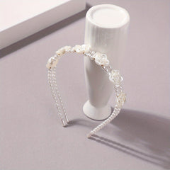 Flower Faux Pearl Headband 2-Layered Hair Band for Women Girls