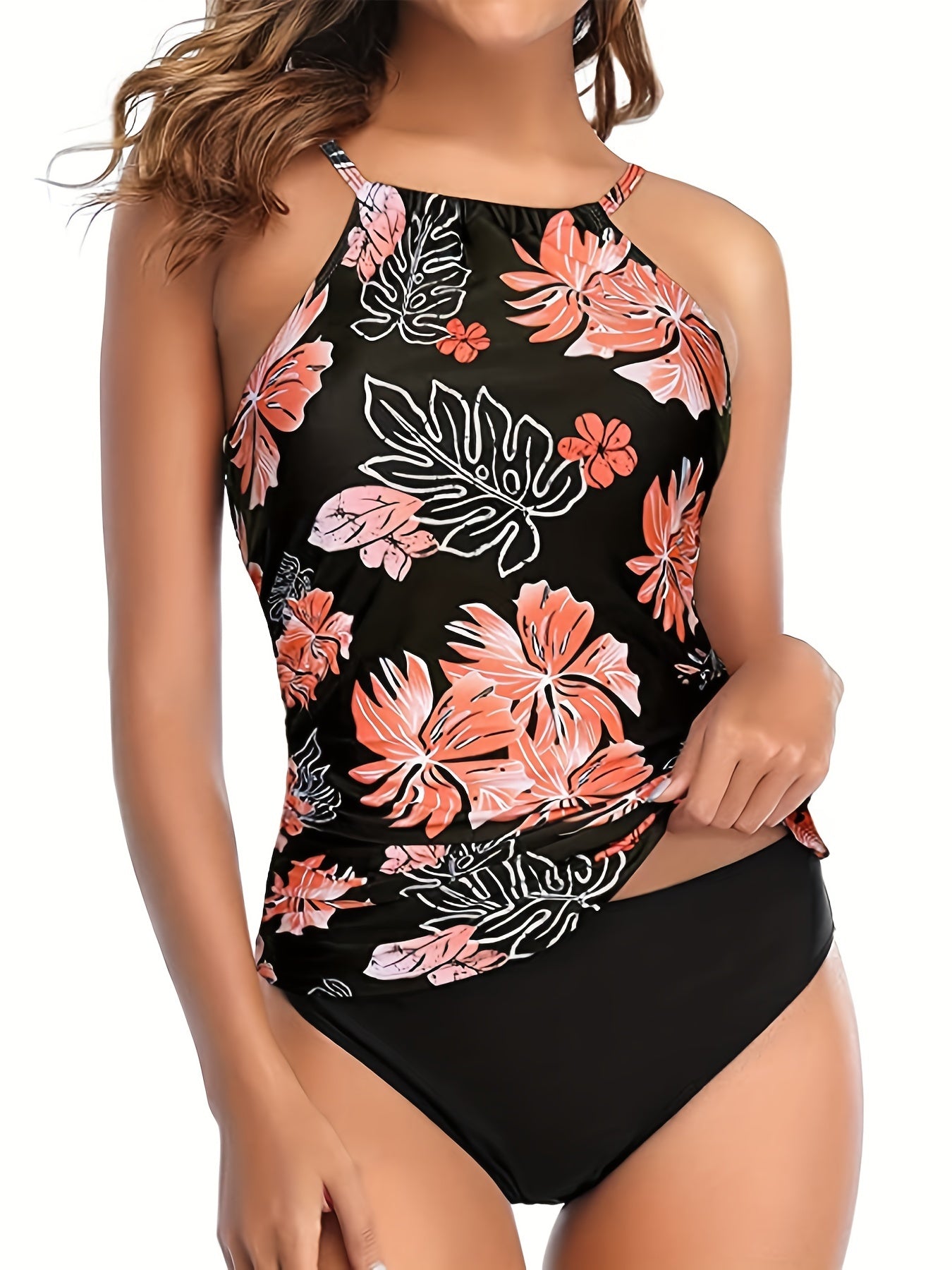 Casual Tankini Set High Cut Two Piece Swimsuit