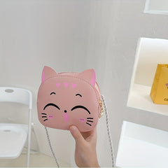 Cartoon Cat Crossbody Bag for Girls Mini PU Leather Shoulder Bag with Coin Purse