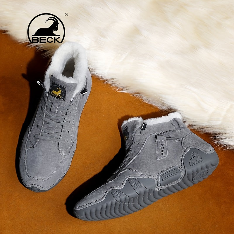 Men's Thermal Winter Shoes Lace-up Boots with Fuzzy Lining