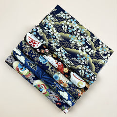 5pcs Dark Cotton Fabric Cat & Flower Printed Cheongsam Fabric
