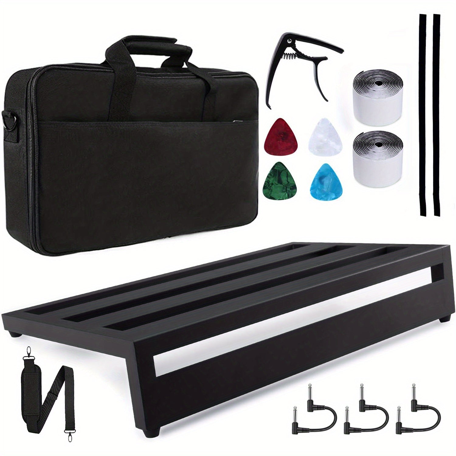 4pcs Large Pedal Board for Guitar Effects with Bag Capo Picks Tape and Cables