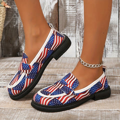 Women's Flag Pattern Loafer Casual Slip On Flat Shoes