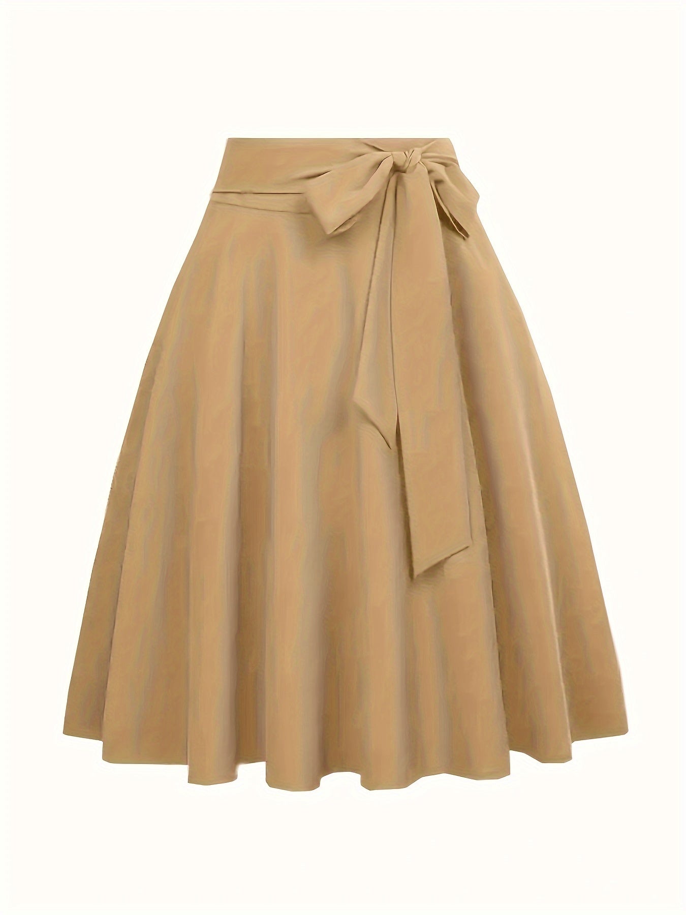  Solid Knot Front Midi Skirt