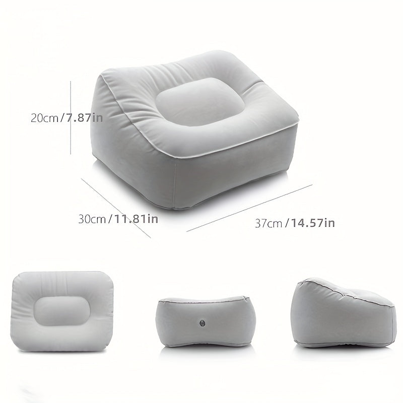 Inflatable Travel Foot Rest Pillow Soft Flocking Flying Relaxation
