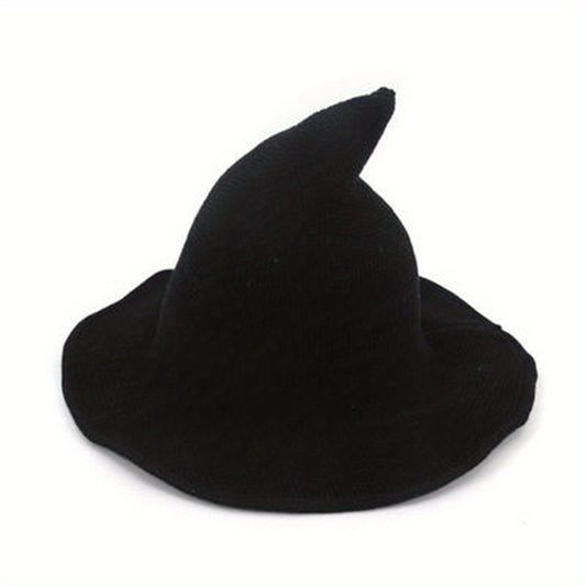 Gothic Witch Wool Knit Hat for Halloween Parties