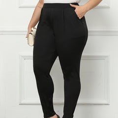  High Rise Stretch Skinny Trousers With Pockets