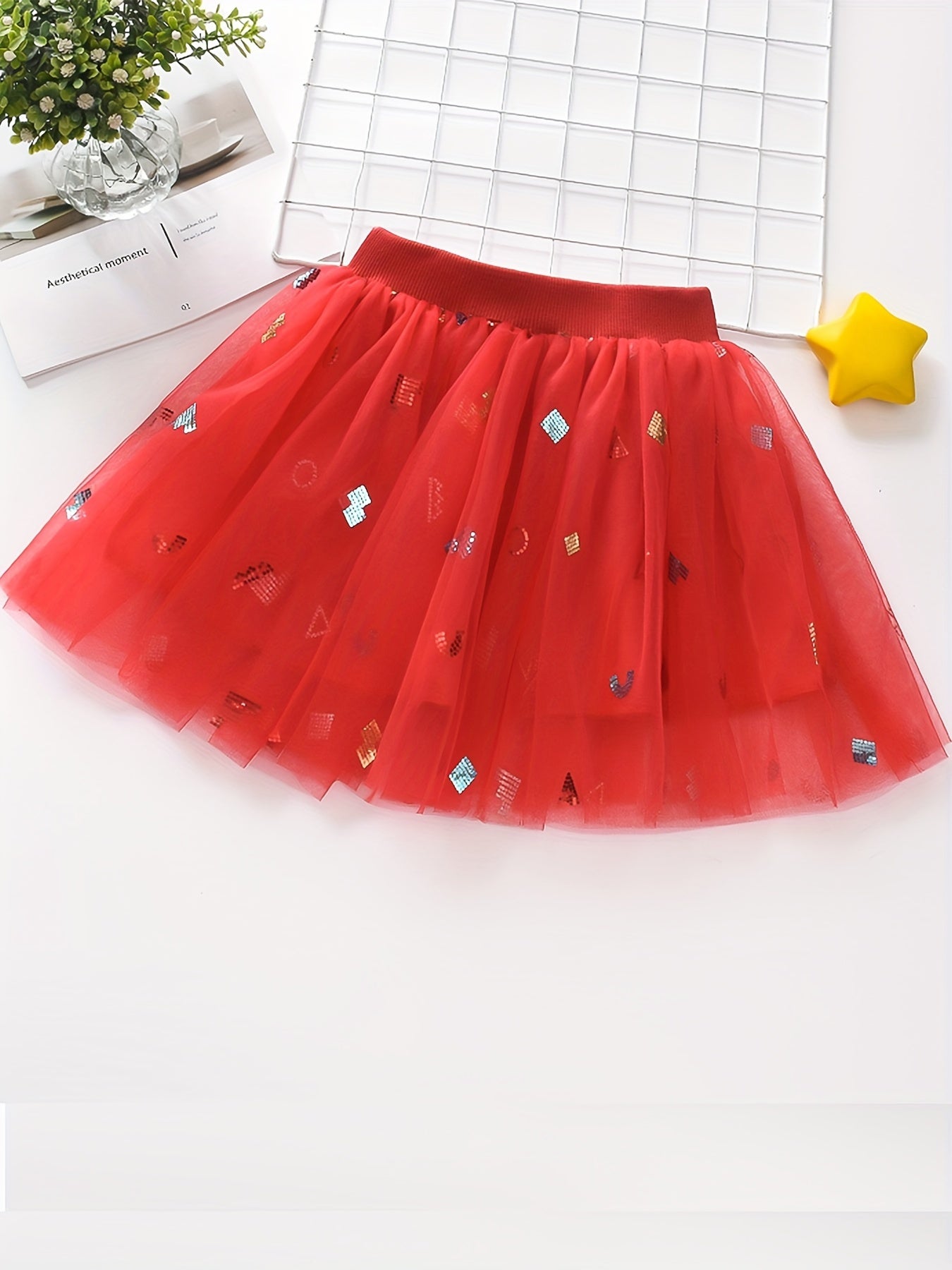 Toddler Girls Sequin Tutu Skirt Mesh Skirt For Summer Party Dance Performance
