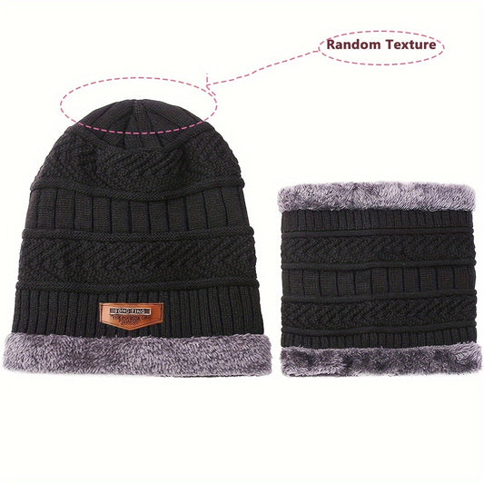 Velvet Winter Beanie Hat & Scarf Set for Men & Women