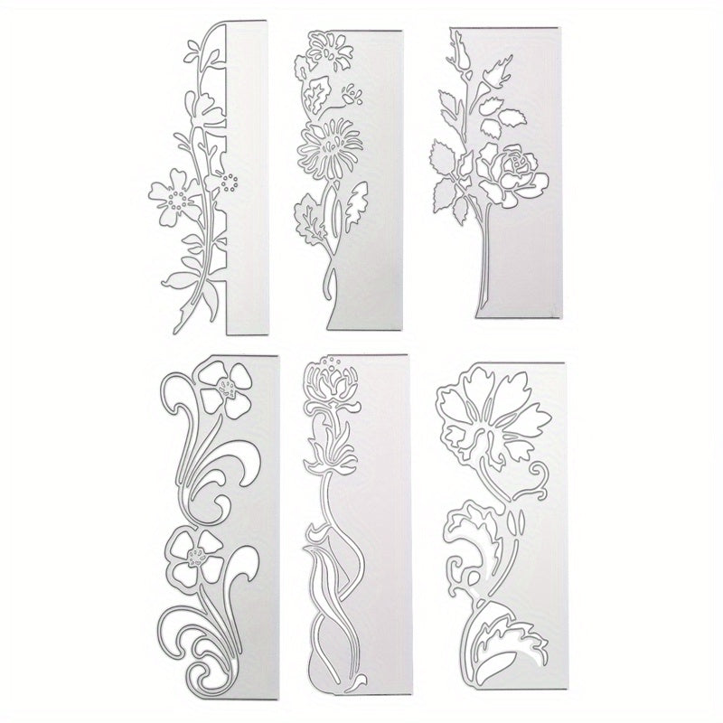 6pcs Flower Edge Metal Die Cuts For Card Making Assorted Flowers Cutting Dies