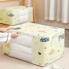 Large Cartoon Print Bedding Storage Bag with Zipper & Handle
