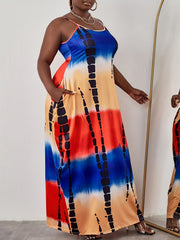  Casual Dress Women's Ombre Print Stretch Maxi Dress