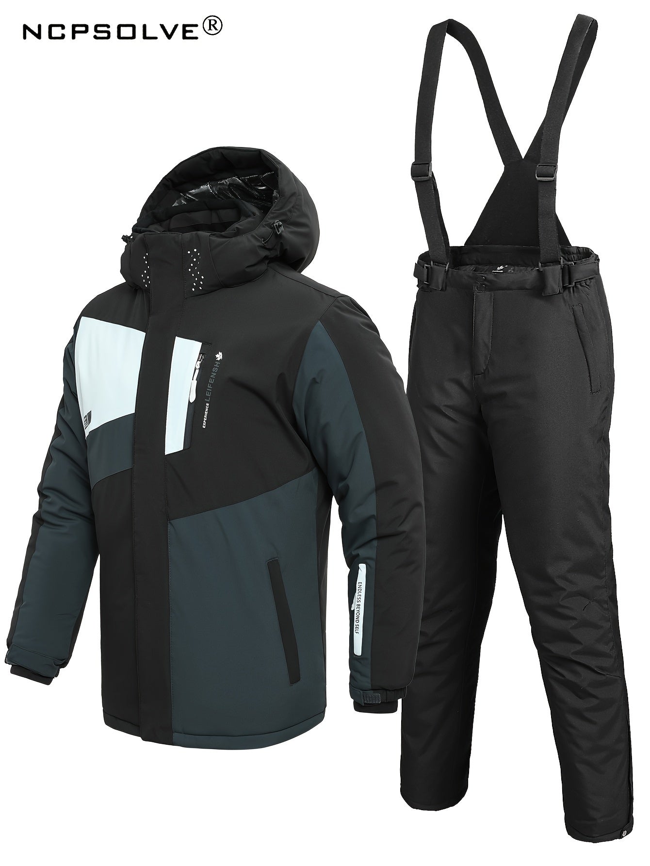 Men's Thermal Ski Jacket & Bib Pants Set for Outdoor Climbing Skiing