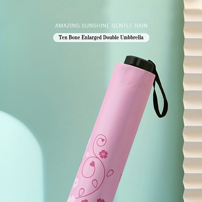 Large Flower Sunshade Manual Umbrella 10 Ribs