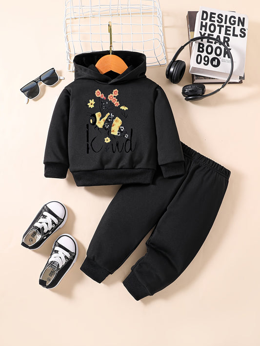 Baby Girl Floral Graphic Sweatshirt Pants Casual Set