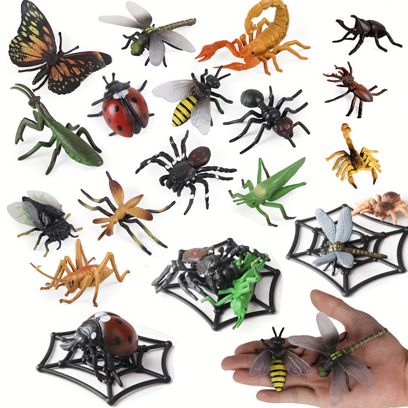 15-Piece Insect & Animal Figurine Set: Butterfly, Mantis, Spider, Bee, Scorpion