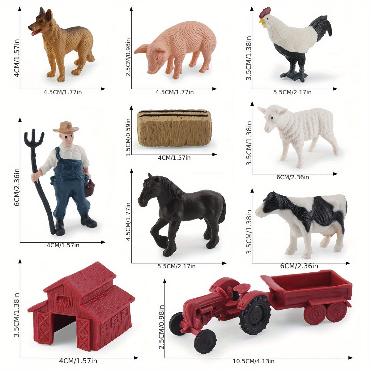 Durable Farm Scene Playset with PVC Animals Fence Feeders