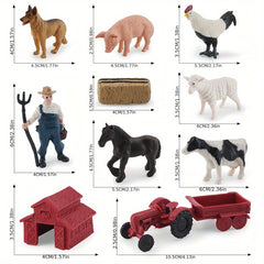 Durable Farm Scene Playset with PVC Animals Fence Feeders