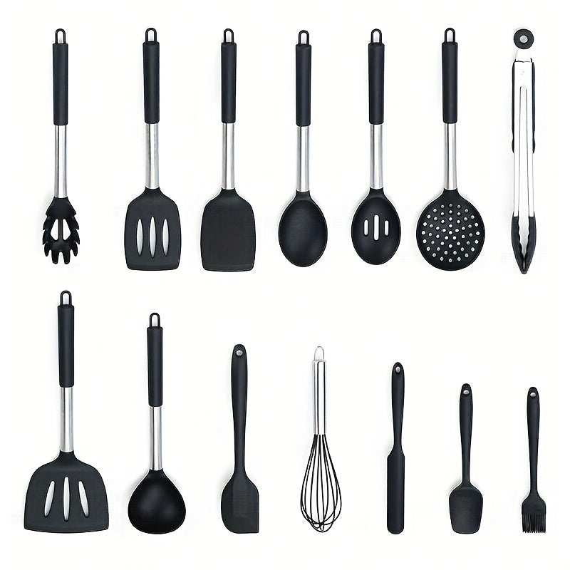 15pcs Silicone Stainless Steel Kitchen Utensils Set