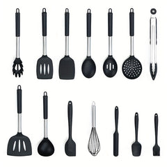 15pcs Silicone Stainless Steel Kitchen Utensils Set