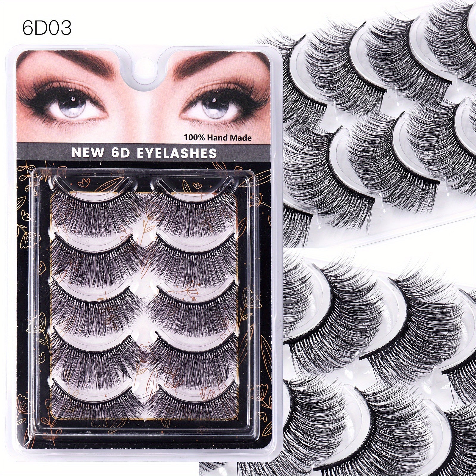 5 Pairs 6D Cross False Eyelashes Natural Curling Eye Lashes