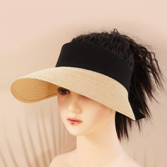 Wide Brim Visor Hat UV Protection Breathable Straw Sun Hat