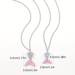 Resin Mermaid Tail Pendant Necklace Stainless Steel Chain Set