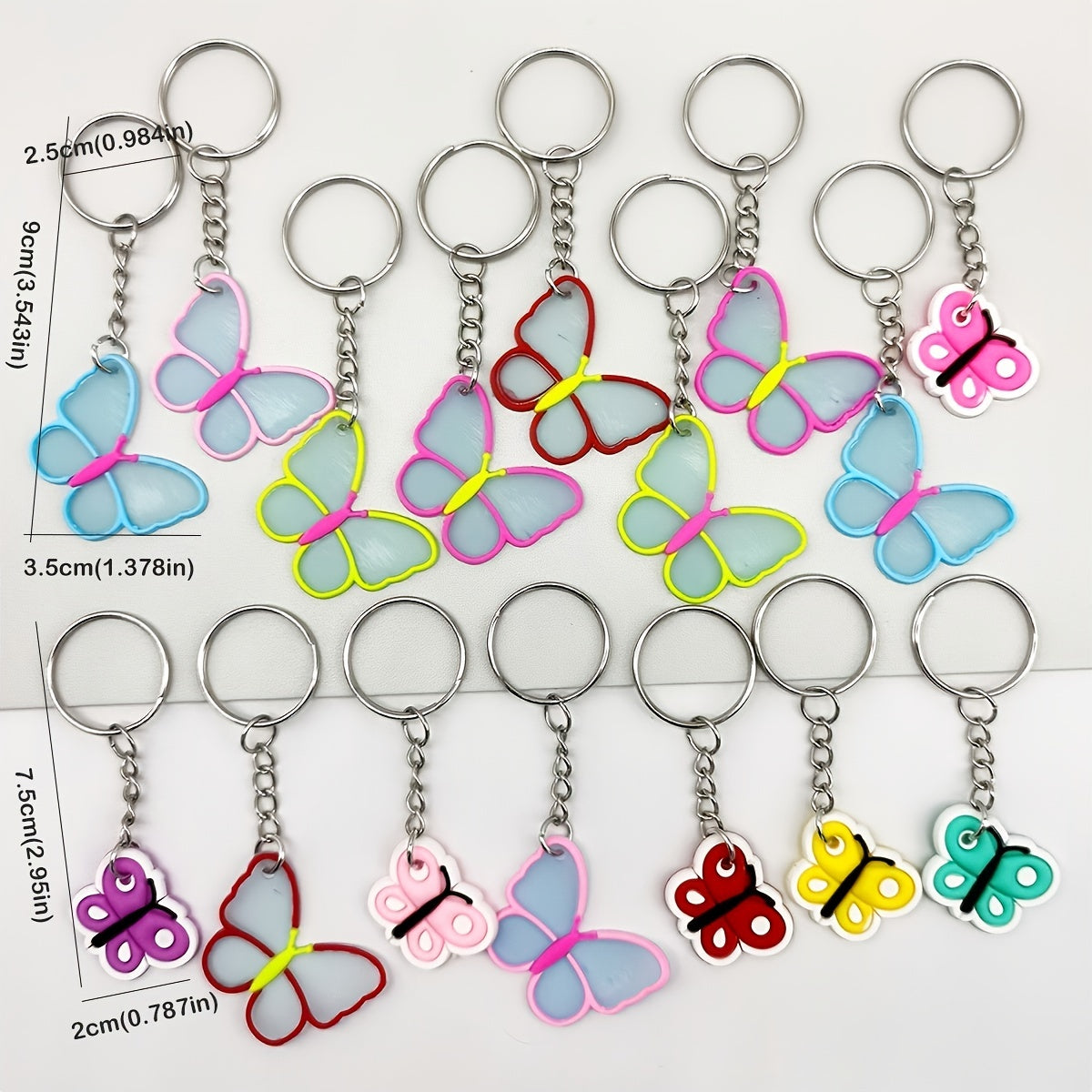 16pcs Butterfly Keychain Party Favors Mini Keyring Classroom Prizes Gift Bag Stu