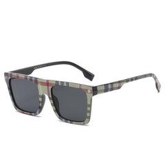 Plaid Print Oversized Square Sunglasses For Women UV400 Protection