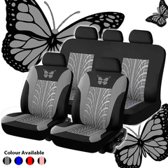 Red Butterfly Embroidery Car Seat Cover Set - Protects Seats From Stains