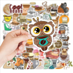 50 Cute Coffee Stickers Waterproof & Self Adhesive