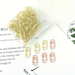 30pcs Mini Heart Paper Clips Colorful Metal Clips Twisted Needles Golden Clips