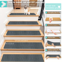 15pcs Non Slip Stair Tread Rugs Soft Machine Washable Stair Carpet Runner