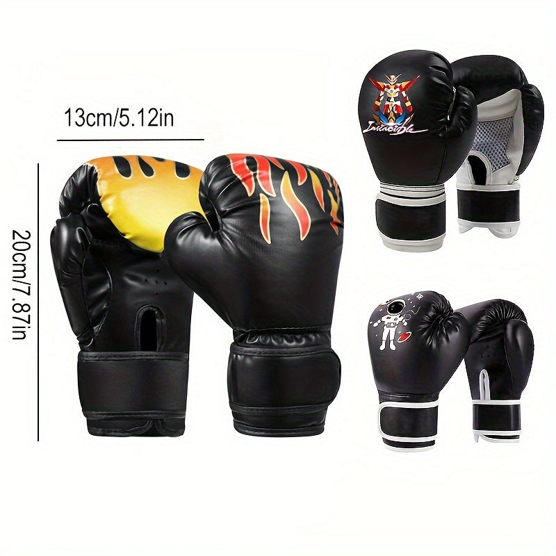 Flame Boxing Gloves Cartoon Training Gloves Protective Gear for Beginners